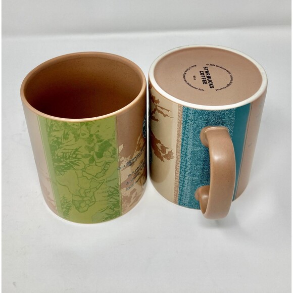 Two Starbucks Coffee Tea Mugs " Thanks to Manolo" Ceramic Mugs Brown Green 18 Oz - Picture 5 of 10